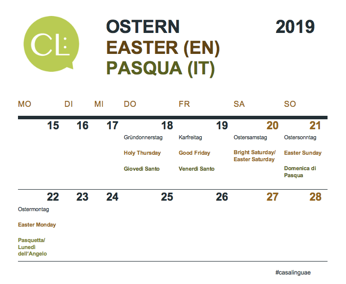 Bildschirmfoto 2019-04-15 um 12.40.02 Osterfeiertage in Italien und USA